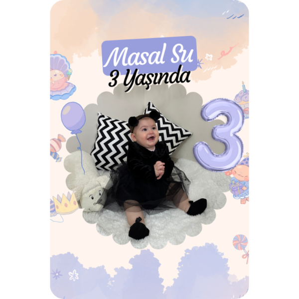 Bulut Temalı Doğum Günü Magnet 6x9cm
