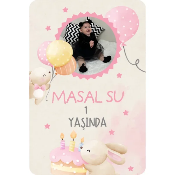 Tavşan Temalı Doğum Günü Magnet 6x9cm