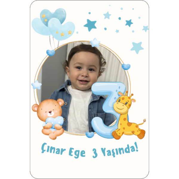 Zürafa Temalı Doğum Günü Magnet 6x9cm