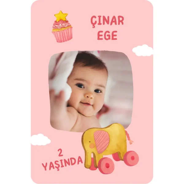 Fil Temalı Doğum Günü Magnet 6x9cm